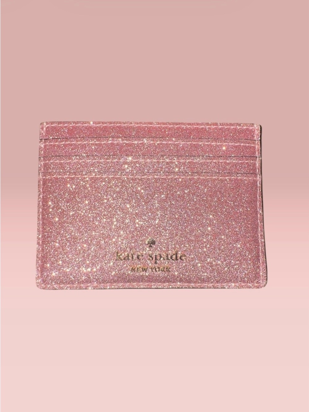 Kate Spade New York Pink Glitter Card Holder Wallet Slim Card Case NWOT